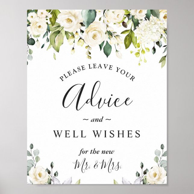 Elegant Eucalyptus Advice and Well Wishes Wedding Poster (Front)