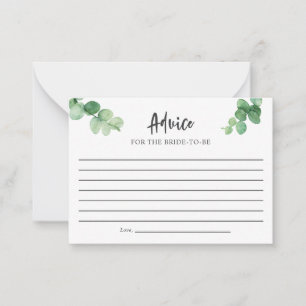 Elegant Eucalyptus Advice Bridal Shower Greenery Card
