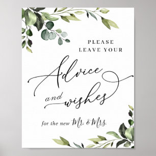 Elegant Eucalyptus Advice & Wishes Wedding Sign