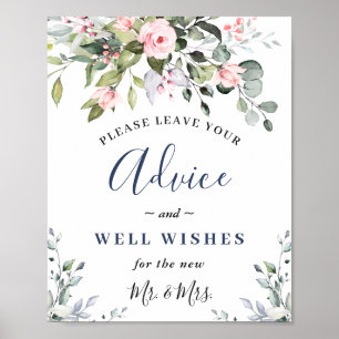 Elegant Eucalyptus Advice & Wishes Wedding Sign