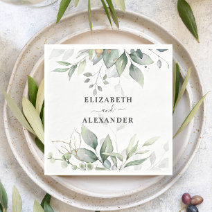 Elegant eucalyptus airy greenery wedding napkin
