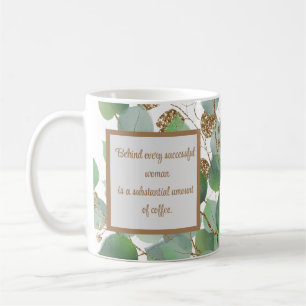 Elegant Eucalyptus And Gold Coffee Mug Gift