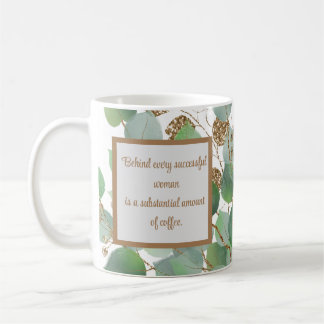 Elegant Eucalyptus And Gold Coffee Mug Gift