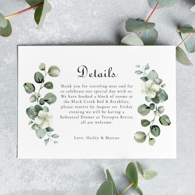 Elegant Eucalyptus Arch Greenery Wedding Details RSVP Card (Creator Uploaded)