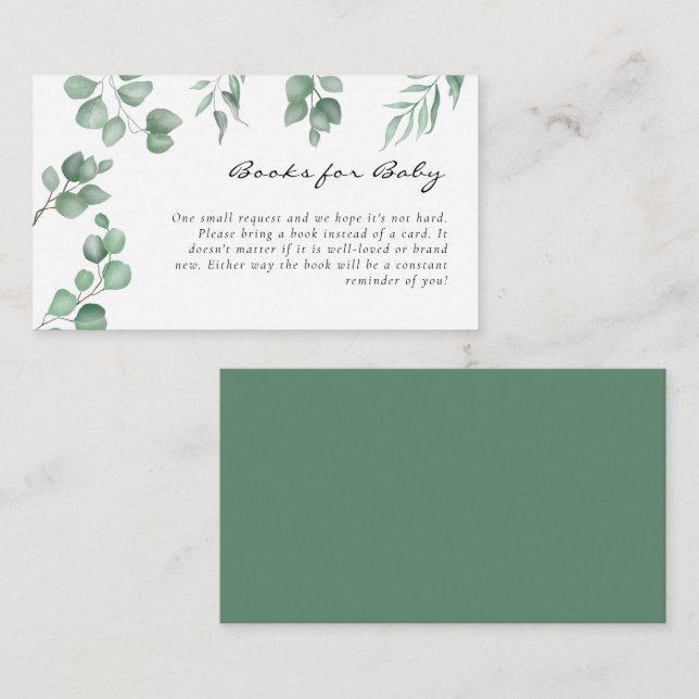 Elegant Eucalyptus Baby Shower Book Request Card (Front/Back)