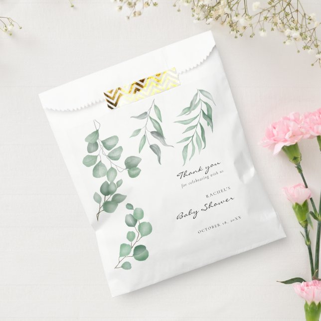 Elegant Eucalyptus Baby Shower Greenery Foliage Favour Bags (Sealed)