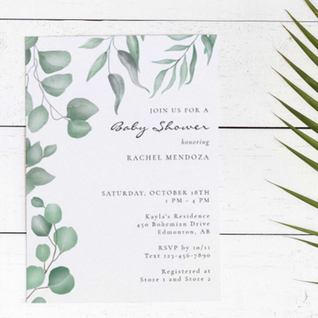 Elegant Eucalyptus Baby Shower Greenery Foliage Invitation (Creator Uploaded)
