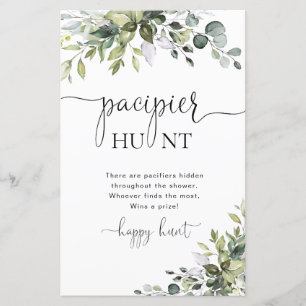 Elegant Eucalyptus Baby Shower Pacifier Hunt Game