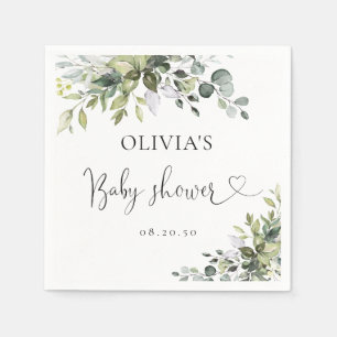 Elegant Eucalyptus Baby Shower Paper Napkins
