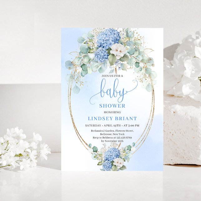 Elegant Eucalyptus Blue Baby Shower Invitation (Elegant Eucalyptus Blue Baby Shower Invitation)