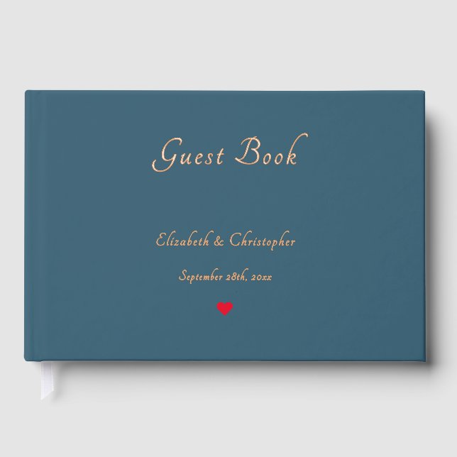Elegant Eucalyptus Blue Gold Weddings Anniversary Guest Book (Front)