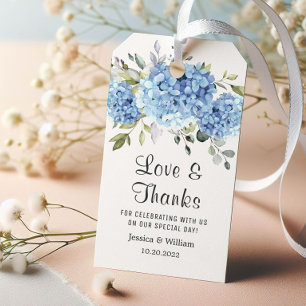 Elegant Eucalyptus Blue Hydrangea Favour Thank You Gift Tags