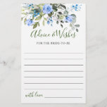 Elegant Eucalyptus Blue Roses Advice & Wishes Card<br><div class="desc">Watercolor Eucalyptus Greenery Advice Card.
For further customisation,  please click the "customise further" link. If you need help,  contact me please.</div>