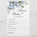 Elegant Eucalyptus Blue Roses Advice & Wishes Card<br><div class="desc">Watercolor Eucalyptus Greenery Advice Card.
For further customisation,  please click the "customise further" link. If you need help,  contact me please.</div>