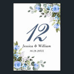 Elegant Eucalyptus Blue Roses Floral Wedding Table Number<br><div class="desc">Create your own Table Number Card with this "Elegant Watercolor Eucalyptus Greenery Wedding Table Number" template to match your wedding colours and style. For further customisation, please click the "customise further" link and use our design tool to modify this template. If you need help or matching items, please feel free...</div>