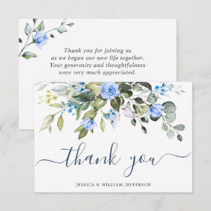 Elegant Eucalyptus Blue Roses Greenery Thank You Card