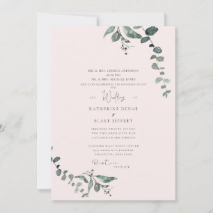 Elegant Eucalyptus Blush & Goodness of God Wedding Invitation