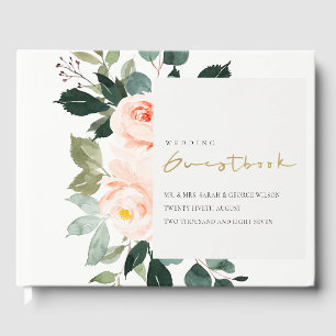 Elegant Eucalyptus Blush Rose Pink Wedding Guest Book