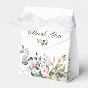 Elegant Eucalyptus Blush Roses Floral Wedding Favour Box