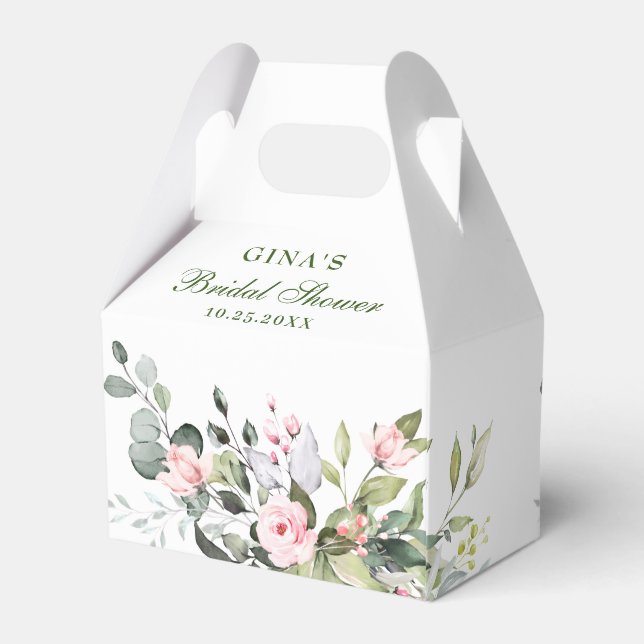 Elegant Eucalyptus Blush Roses Greenery  Favour Box (Back Side)