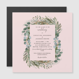 Elegant  Eucalyptus Blush Wedding Magnetic Invitation
