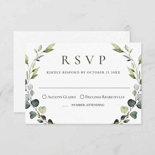Elegant Eucalyptus Bohemian Wedding MEAL CHOICE  RSVP Card (Front/Back)