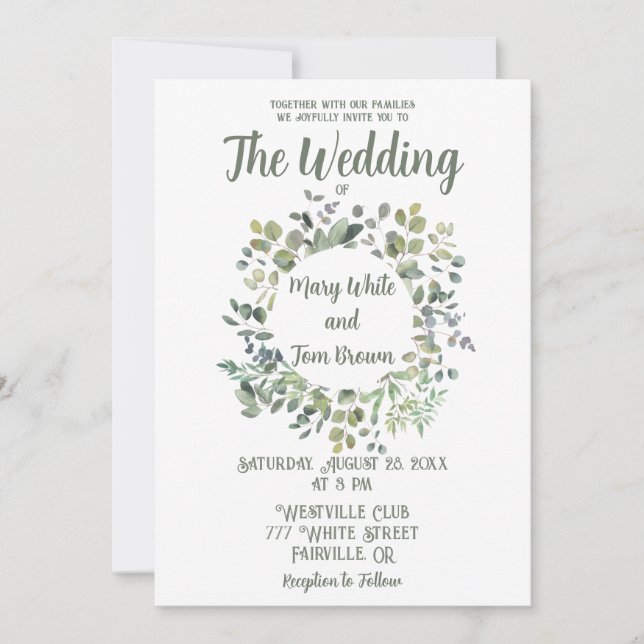 Elegant Eucalyptus Boho Botanical Greenery  Invitation (Front)