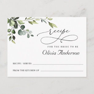 Elegant Eucalyptus Boho Bridal Shower Recipe Card