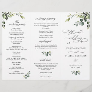 Elegant Eucalyptus Boho Wedding Ceremony Program