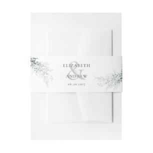 Elegant Eucalyptus Boho Wedding Invitation Belly Band