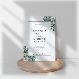 Elegant Eucalyptus Border Wedding Invitation