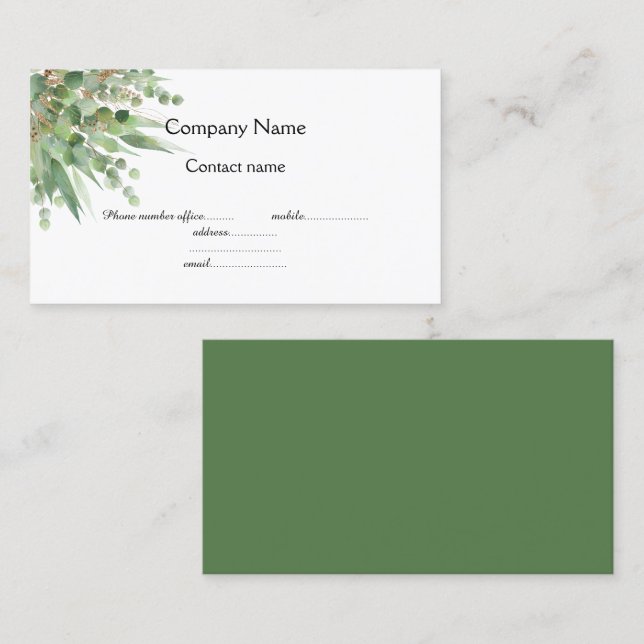 Elegant Eucalyptus Botanical  Business Card (Front/Back)