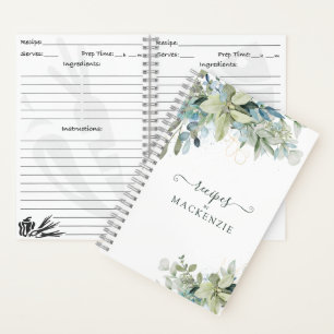 Elegant Eucalyptus Botanical Greenery Recipe Notebook