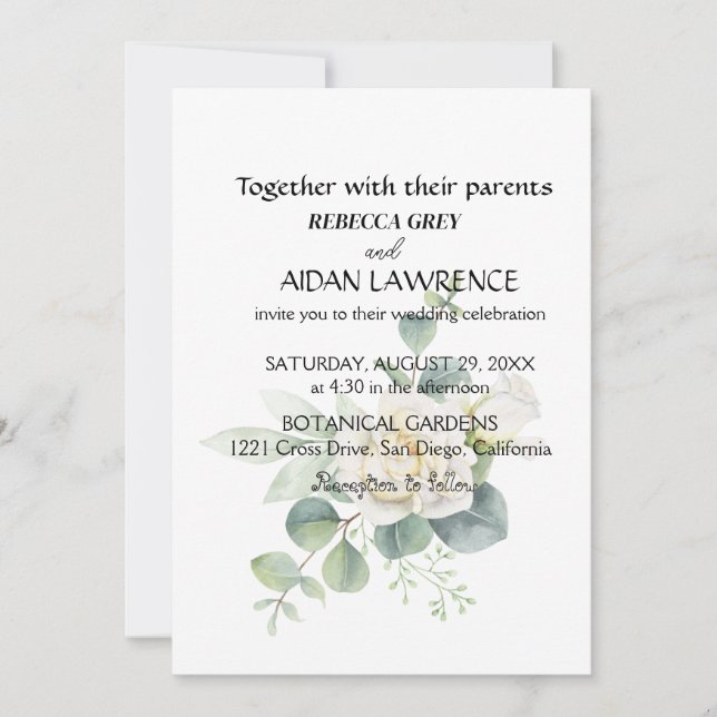 Elegant eucalyptus botanical photo    invitation (Front)