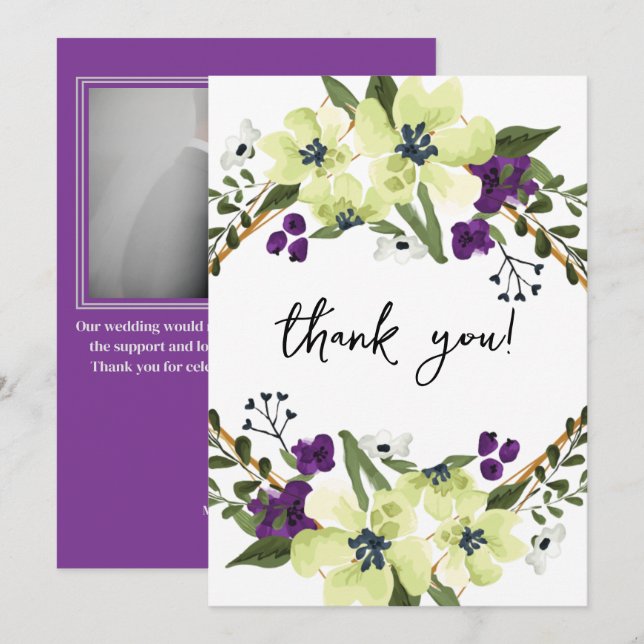 Elegant eucalyptus botanical photo wedding  thank you card (Front/Back)