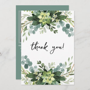 Elegant eucalyptus botanical photo wedding  thank you card