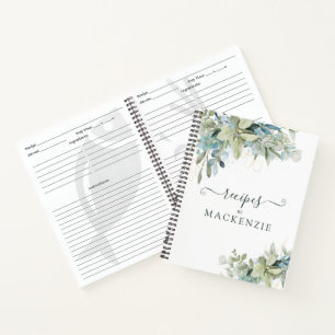Elegant Eucalyptus Botanical Recipe Notebook