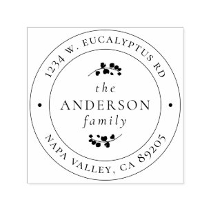 Elegant Eucalyptus Botanical Round Return Address Self-inking Stamp