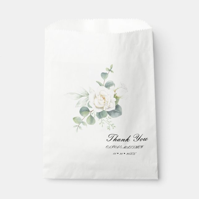 Elegant eucalyptus botanical Summer Wedding Favour Bags (Front)