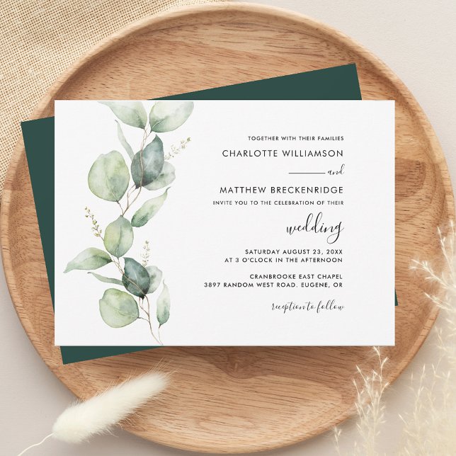 Elegant Eucalyptus Botanical Wedding Invitation (Elegant Eucalyptus Botanical Wedding Invitation)
