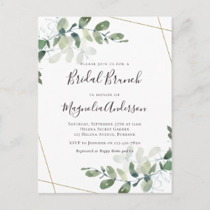 Elegant Eucalyptus Bridal Brunch Invitation Postca Postcard