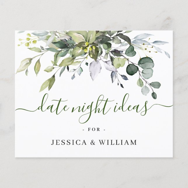 Elegant Eucalyptus Bridal Shower Date Night Idea (Front)