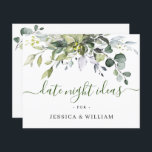 Elegant Eucalyptus Bridal Shower Date Night Idea<br><div class="desc">Watercolor Eucalyptus Greenery Advice Card.
For further customisation,  please click the "customise further" link. If you need help,  contact me please.</div>