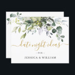 Elegant Eucalyptus Bridal Shower Date Night Idea<br><div class="desc">Watercolor Eucalyptus Greenery Advice Card.
For further customisation,  please click the "customise further" link. If you need help,  contact me please.</div>