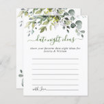 Elegant Eucalyptus Bridal Shower Date Night Idea<br><div class="desc">Watercolor Eucalyptus Greenery Advice Card.
For further customisation,  please click the "customise further" link. If you need help,  contact me please.</div>