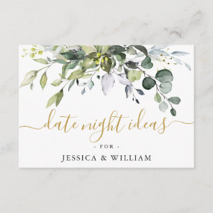 Elegant Eucalyptus Bridal Shower Date Night Idea A Advice Card