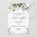 Elegant Eucalyptus Bridal Shower Date Night Idea Advice Card<br><div class="desc">Elegant Eucalyptus Bridal Shower Date Night Idea Advice Card.</div>