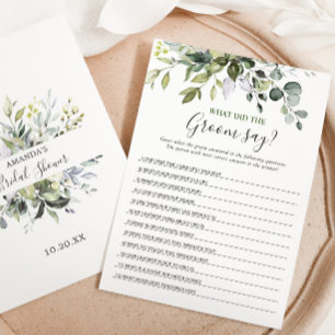 Elegant Eucalyptus Bridal Shower Game Card