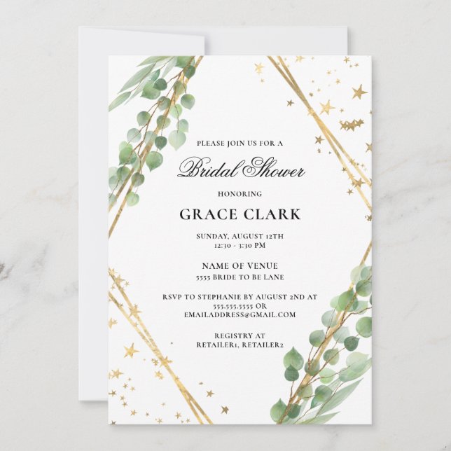 Elegant Eucalyptus Bridal Shower Invitation (Front)