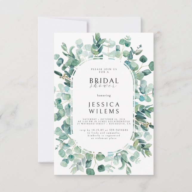 Elegant Eucalyptus Bridal Shower Invitation (Front)